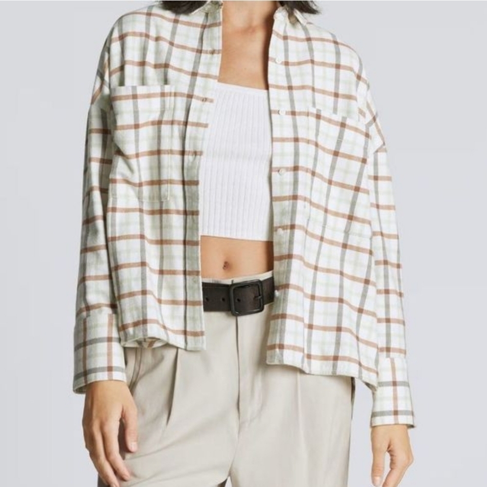 Everlane Button Down Flannel Boxy Plaid Shirt M